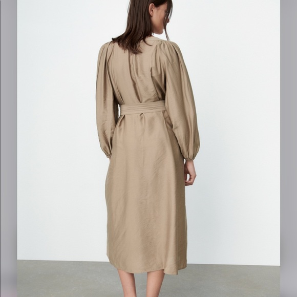 LAST NWT ZARA DRESS WITH BELT BROWN/TAUPE - Picture 8 of 10